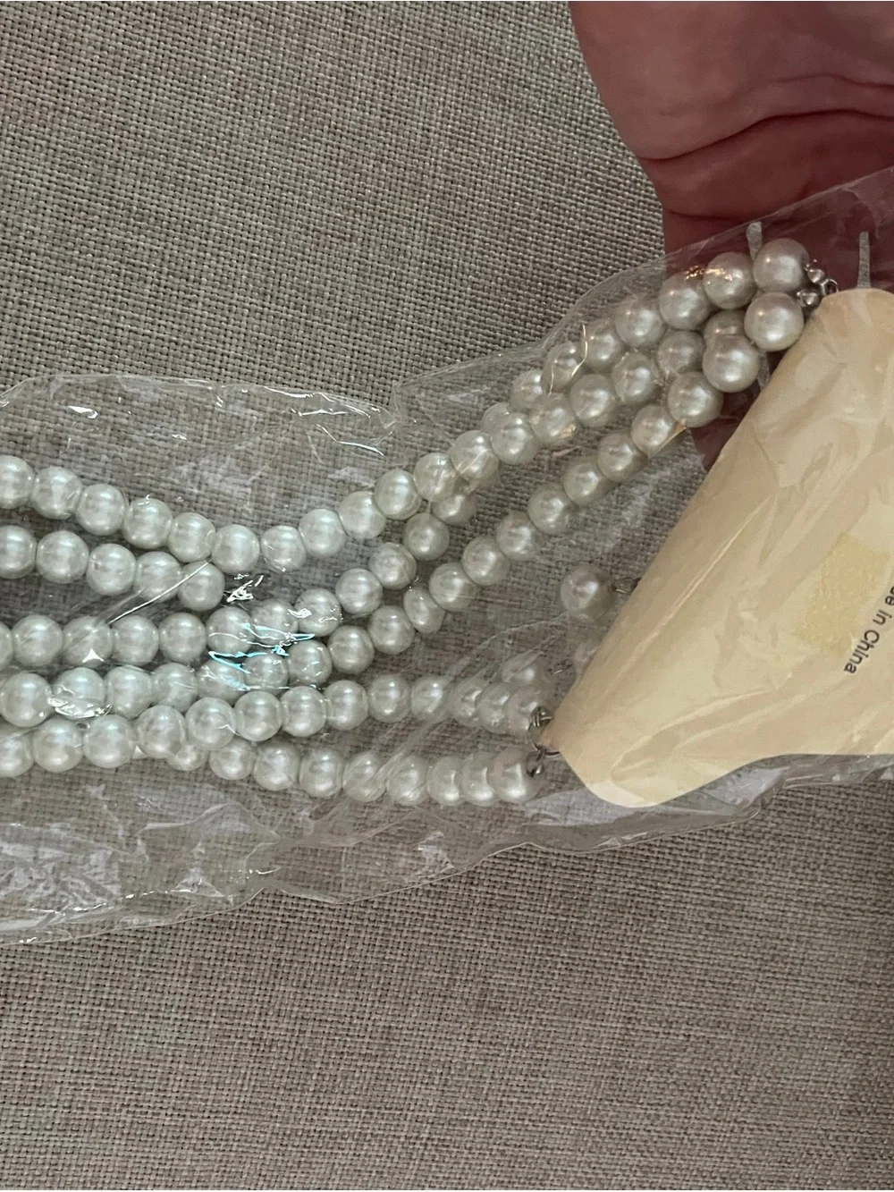 Pearl Beaded Multi-Strand Necklace - White